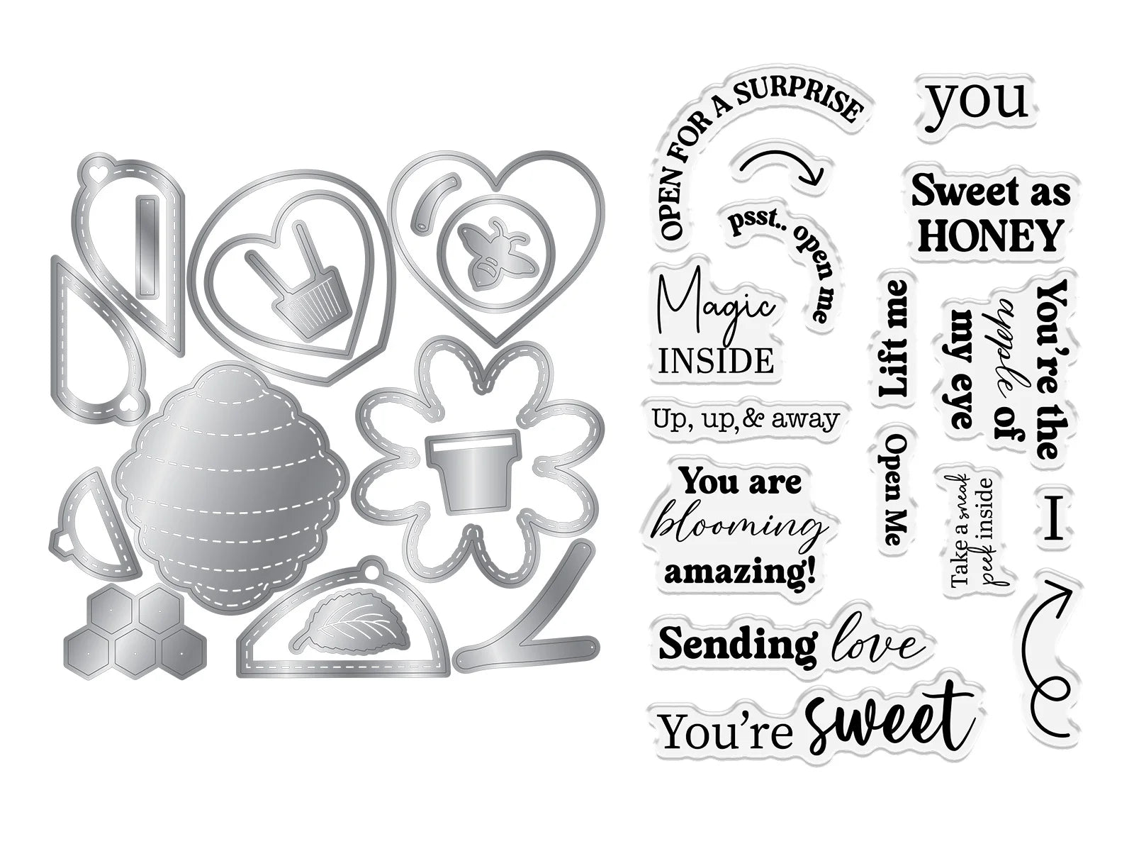 Honeycomb Message Reveal Stamp & Metal Die Set