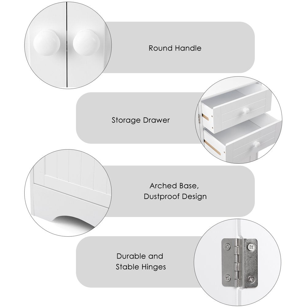 Kitchen Storage Cabinet, White Buffet Server Cupboard, Floor Sideboard Cabinet with 3 Doors and 2 Drawers for Living Room