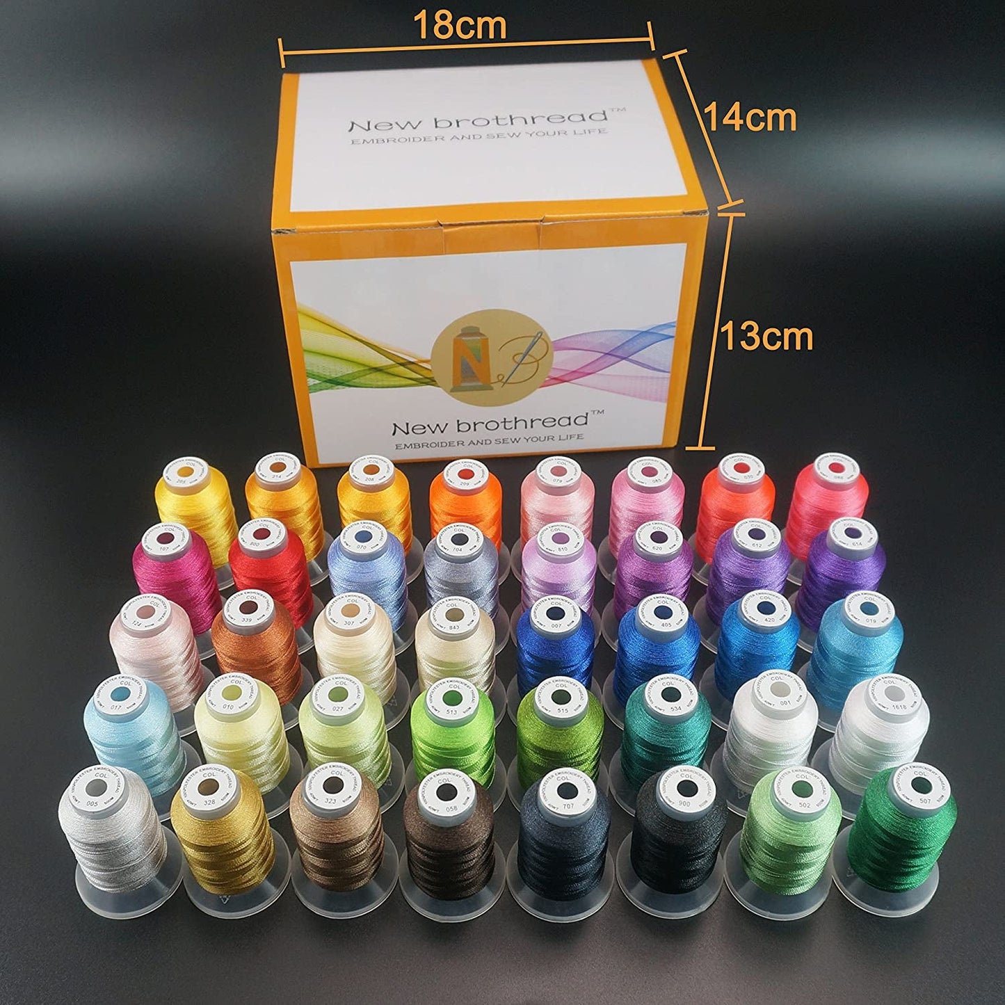 New Brothread 40 Colors Compatible with Brother Polyester Embroidery Machine Thread Kit 500M (550Y) Each Spool Compatible with Brother Babylock Janome Singer Pfaff Bernina Embroidery & Sewing Machine