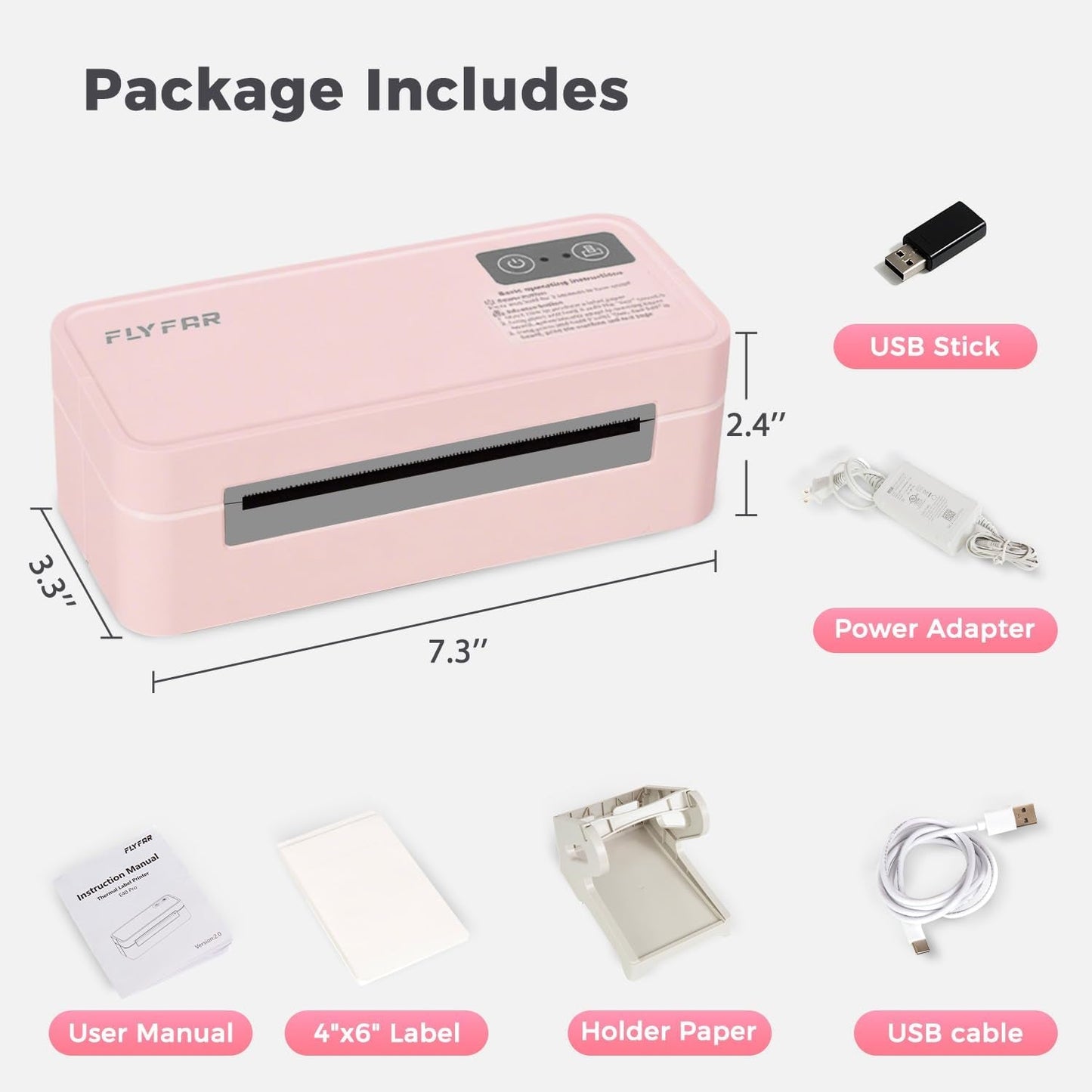 Bluetooth Thermal Label Printer, 4X6 Shipping Label Printer for Small Business, Compatible with Android, Windows, Iphone, Mac, Widely Used for Amazon, Shopify, Ebay, USPS, Etsy,Fedex (Pink)