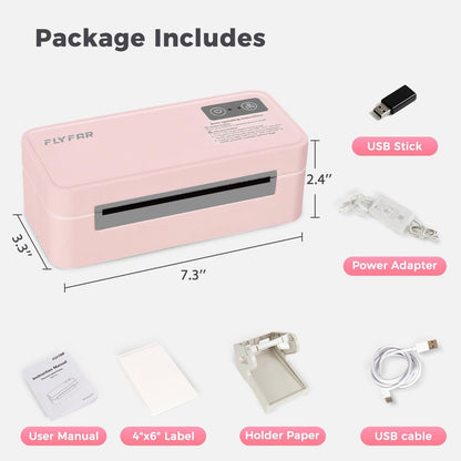 Bluetooth Thermal Label Printer, 4X6 Shipping Label Printer for Small Business, Compatible with Android, Windows, Iphone, Mac, Widely Used for Amazon, Shopify, Ebay, USPS, Etsy,Fedex (Pink)