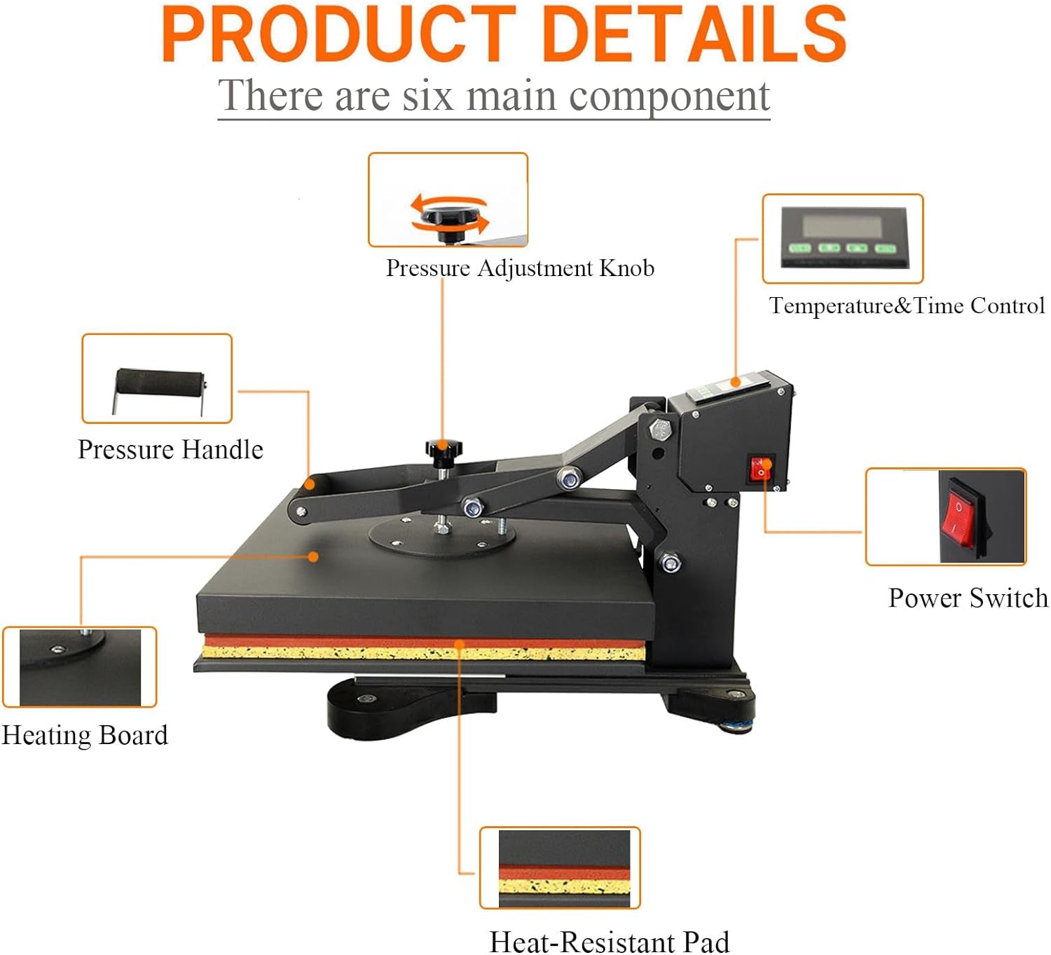 15X15In Metal Heat Press Machine, Teflon Coating, Drawer Design, Sublimation Digital Transfer Machine, Adjustable Pressure, DIY, for T-Shirts, Pillow Cases, Cushions, Canvas Bags, Banners, Etc.