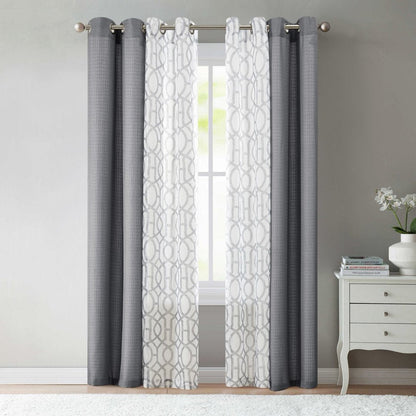 Kingswood 4 Piece Curtain Set, 27.5X84, Grey Flannel