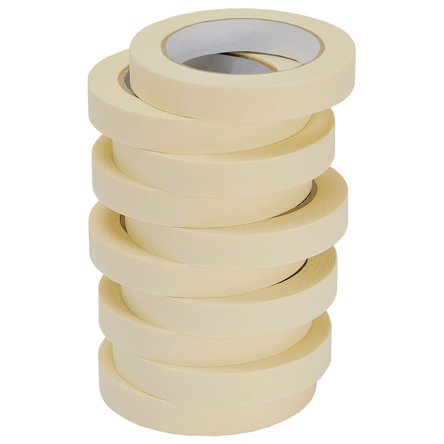 Lichamp Masking Tape 10 Pack General Purpose Beige White Color, 0.75 Inch X 55 Yards X 10 Rolls (550 Total Yards), for Painting, Home, Office, School Stationery, Arts, Crafts Etc. (3004)