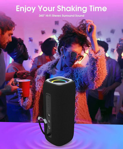 Portable Bluetooth Speakers,Wireless Speaker with Loud Stereo Sound,Bluetooth 5.3, RGB Lights, Dual Pairing for Home, Outdoor, Party,Gift Ideas