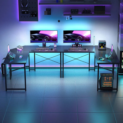 Computer Desk L Shaped, 51 Inch Reversible L Shaped Desk, Gaming Desk, Home Office Desk, Carbon Fiber Black