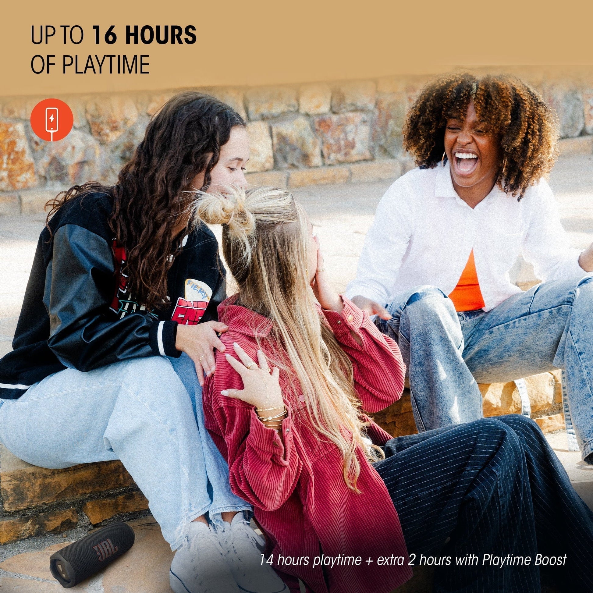 Flip 7 - Portable Waterproof and Drop-Proof Speaker, Bold  Pro Sound with AI Sound Boost, 16Hrs of Playtime, and Pushlock System with Interchangeable Accessories (Black)