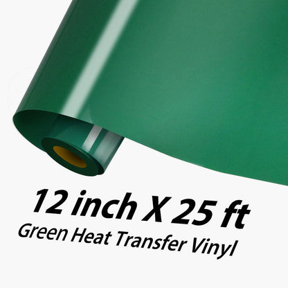 12" X 25FT Green HTV Vinyl Iron on Heat Transfer Vinyl for Cricut & All Cutter Machine