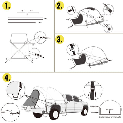 brand Truck Tent 6 Ft Truck Bed Tent, Pickup Tent for Mid Size Truck, Waterproof Truck Camper, 2-Person Sleeping Capacity, 2 Mesh Windows, Easy to Setup Truck Tents for Camping, Hiking, Fishing