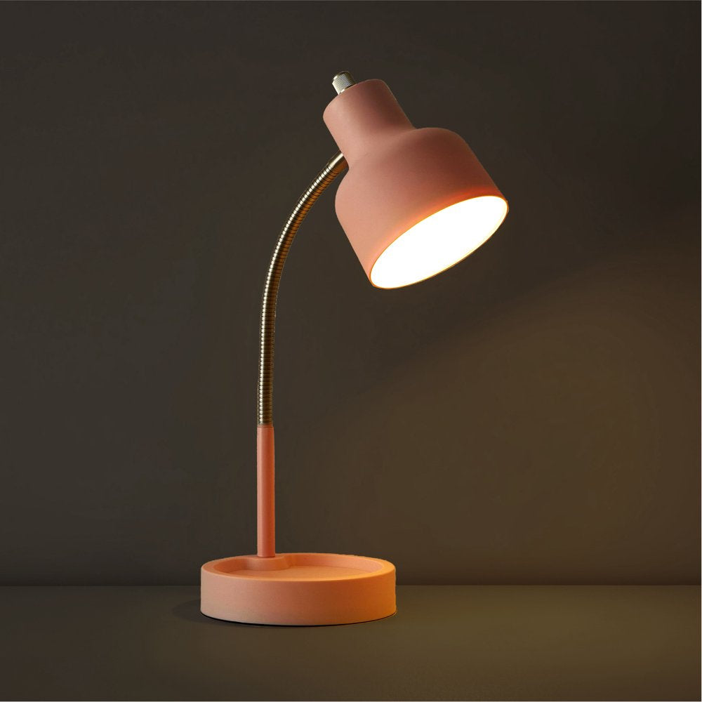 LED Desk Lamp with Catch-All Base & AC Outlet, Matte Blush Pink