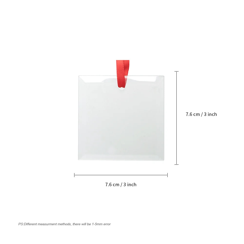Sublimation Blanks Ornament Glass Frosted 3" Square 24 PCS