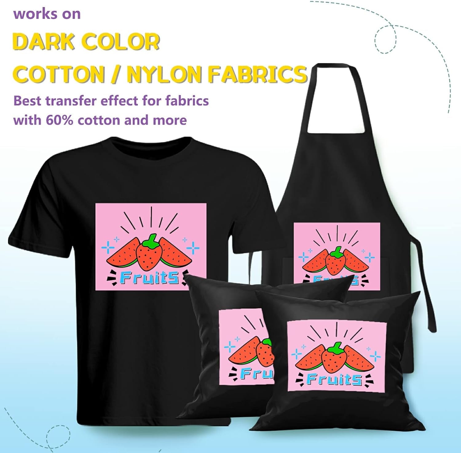 Heat Transfer Paper for Dark T Shirts -50 Pack 8.5X11" Iron on Transfer Paper for Inkjet Printer, Easy to Use Printable Heat Transfer Vinyl, Vibrant Color, Durable & Soft