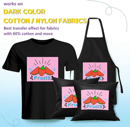 Heat Transfer Paper for Dark T Shirts -50 Pack 8.5X11" Iron on Transfer Paper for Inkjet Printer, Easy to Use Printable Heat Transfer Vinyl, Vibrant Color, Durable & Soft