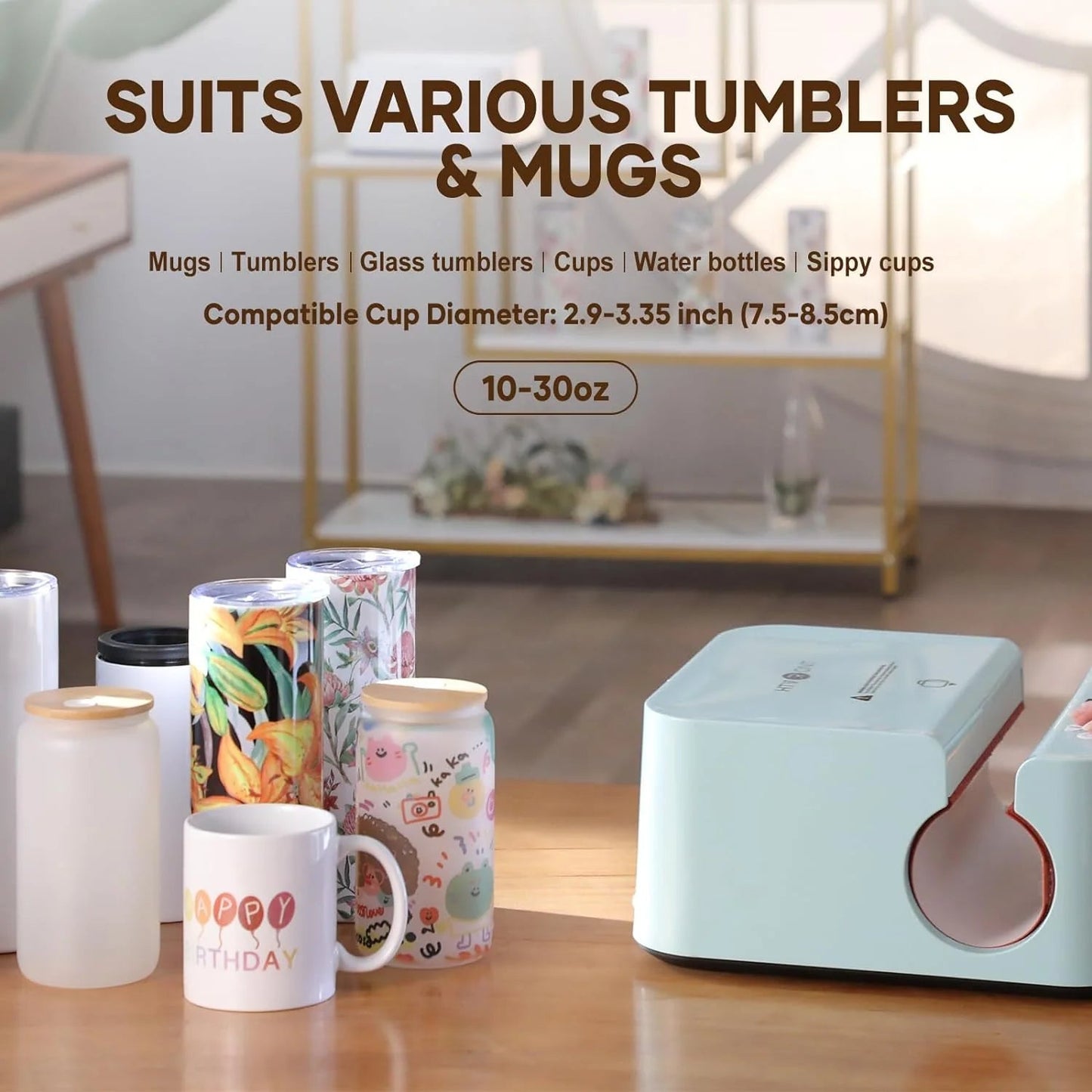 HTVRONT Auto+Tumbler Heat Press Machine + Materials Bundle