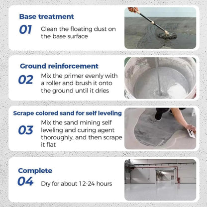 Epoxy Coloured Sand Floor Paint Coating Kit, Self Leveling Epoxy Floor Paint, High Gloss Marble Effect Coating for Garage, Outdoor, Waterproof, Non-Slip (2Kg, Medium Gray)