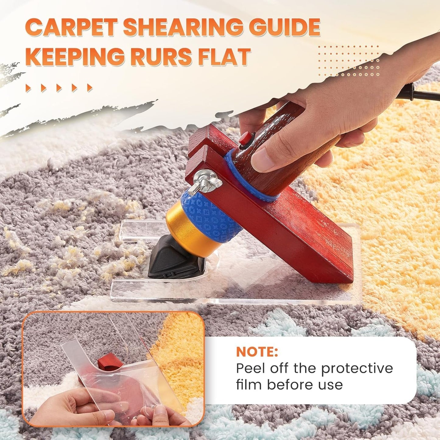 Riiai Tufting Gun Starter Kit with Tufting Frame 2025 New, Tufting Gun Cut Pile & Loop Pile, Tufting Frame 29.5”X 29.5”, 200W Carpet Trimmer-Rug Tufting Gun Making Kit for Rug Tufting（ Orange）