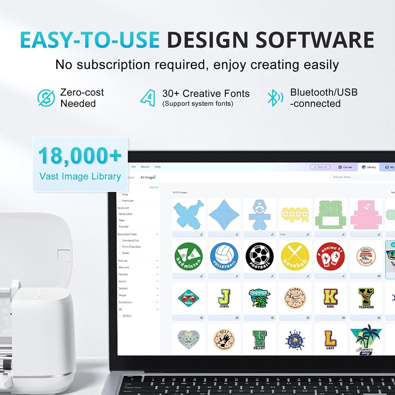 Loklik Cutting Machine 2 & Black Permanent Vinyl, Black Vinyl Compatible with Cricut Cutting Machine 12" X 14 FT