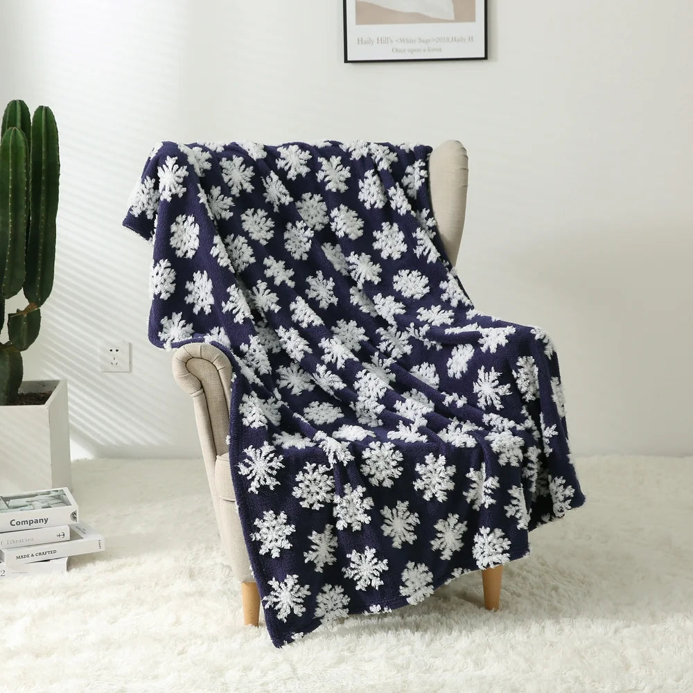 Blue Snowflake Sherpa Throw Blanket, 50"X60", Adult/Teen