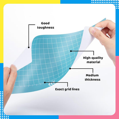 Light Grip 4.5" X 12" Cutting Mat for Glee S501 Cutter, Precision Adhesive Sticky Blue Quilting Replacement Cut Mats Accessories, DIY Cardstock, Vinyl Craft Easy-To-Clean Cutting Mats, 3 Packs