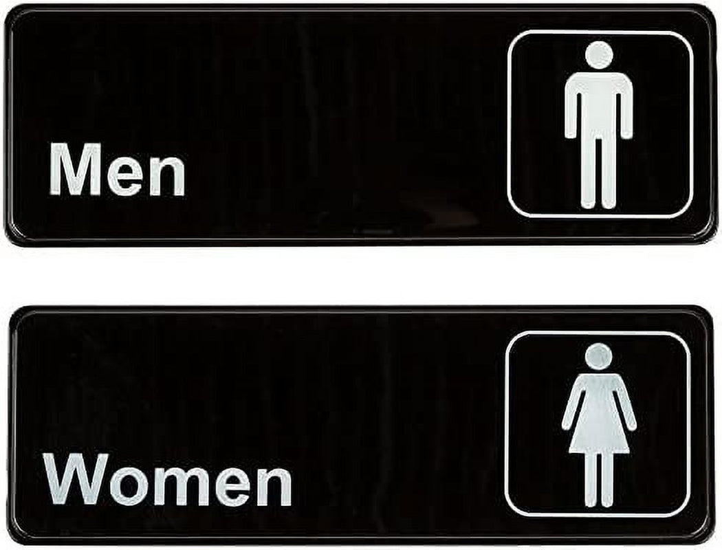 Men and Women Restrooms Commercial Signs Set Toilet Door Plates for Business Restaurant, 3" X 9"