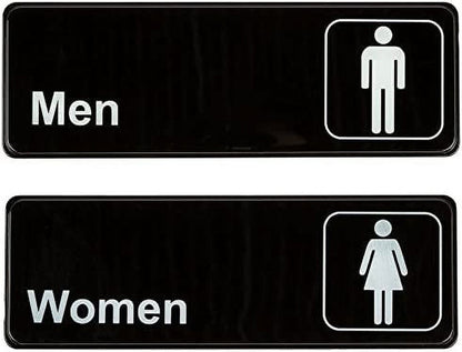 Men and Women Restrooms Commercial Signs Set Toilet Door Plates for Business Restaurant, 3" X 9"