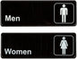 Men and Women Restrooms Commercial Signs Set Toilet Door Plates for Business Restaurant, 3" X 9"