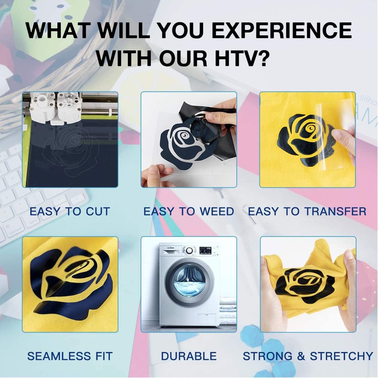 Rose Gold Textured Metallic Vinyl 6Ft & 8Ft Black Heat Transfer Vinyl