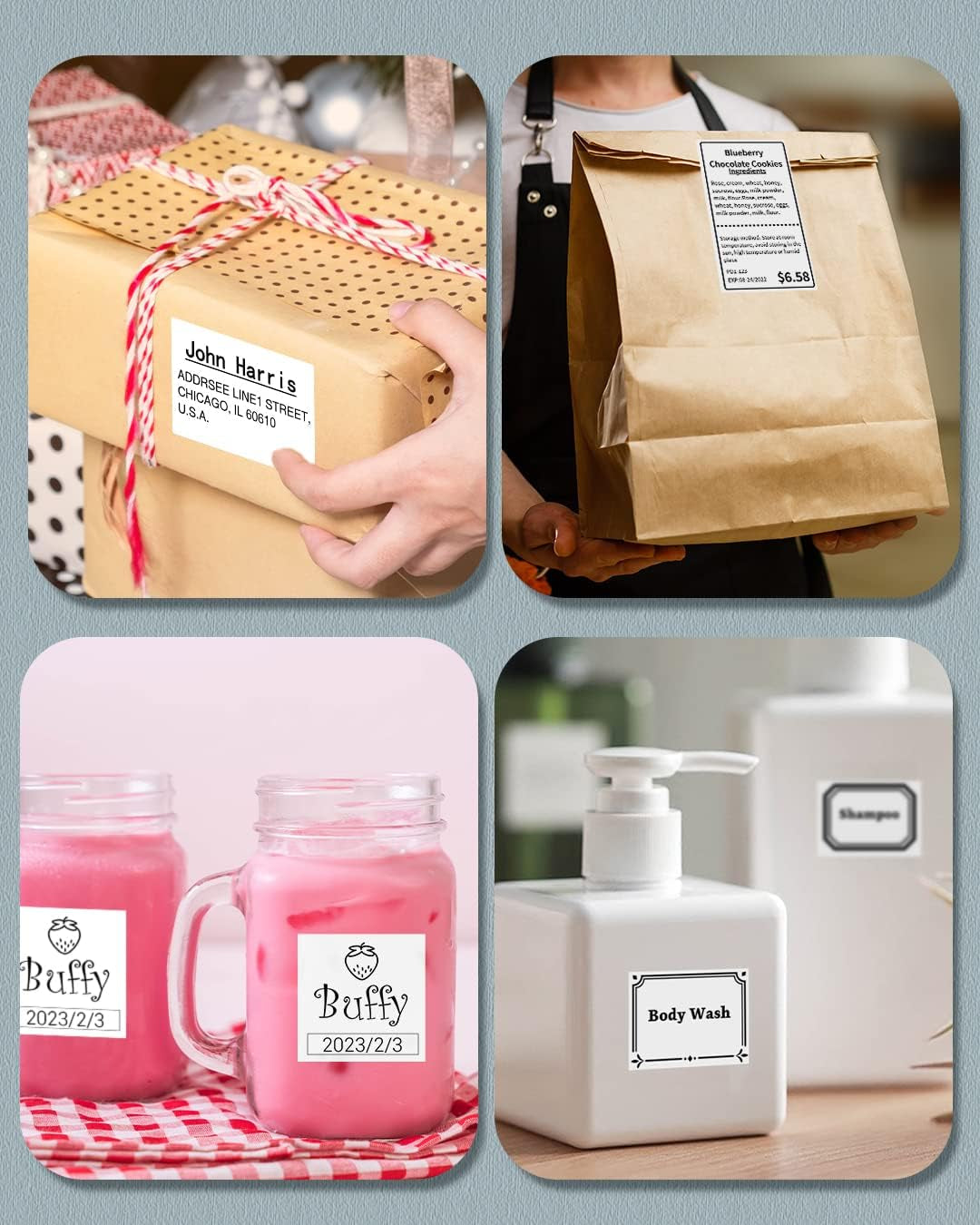 Phomemo Thermal Labels-For M110/M100/M220/M221/M108,1.57"X1.18"(40X30Mm),Name Labels for Kids/School, 230 Labels/Roll, for Barcode/Address/Mailing/Logo/Business/Home