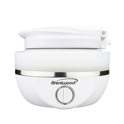 KT-1508W Dual Voltage 120/220V 0.8L Collapsible Travel Kettle, White