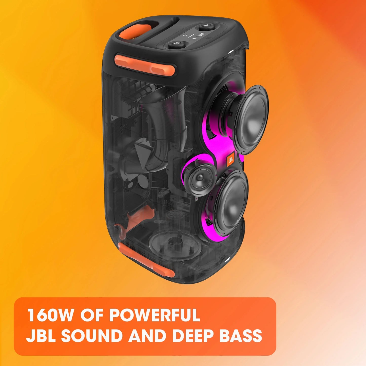 Partybox 110 - Portable Party Speaker with 160W Powerful Sound, Built-In Lights and Splashproof Design - Black