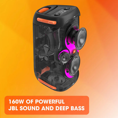 Partybox 110 - Portable Party Speaker with 160W Powerful Sound, Built-In Lights and Splashproof Design - Black