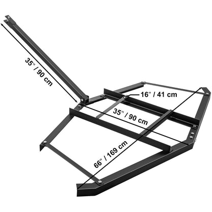 brand Drag Harrow 66"X 35" , Driveway Tractor Harrow with 2 Adjustable Bars, Heavy Duty Steel, Driveway Grader for ATV, UTV, Garden Lawn Tractors