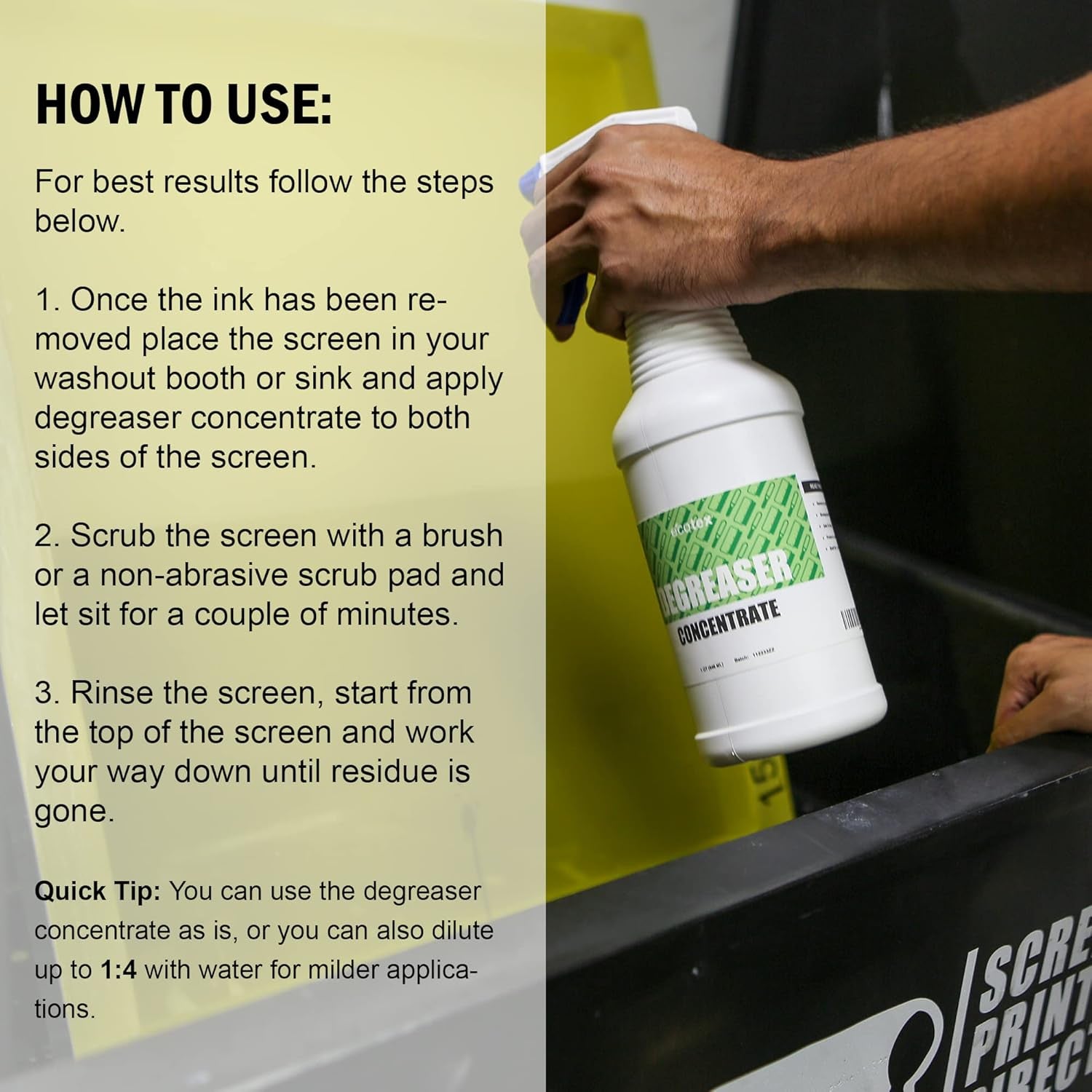 Ecotex® Screen Printing Mesh Degreaser (Quart - 32Oz.) - Silk Screen Cleaner, Oil and Residue Remover - Screen Printing Frame Degreaser and Mesh Cleaner, Eco-Friendly Screen Printing Supplies