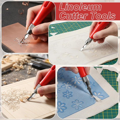 Linocut Carving Kit, Linoleum Cutter Tools Speedball Carving Tools with 6 Blades for Block Printing, Stamp Making, DIY Sculpture and Printmaking