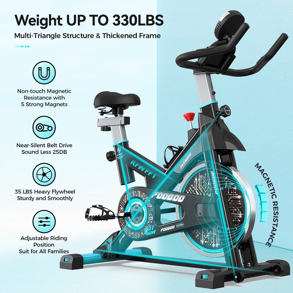 Exercise Bikes Cardio Workout Cycling Bicycle Training Indoor Cycling Bike Stationary Bike with LCD Monitor Weight up to 330 Lbs