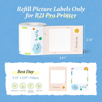 NIIMBOT Photo Papers Only Compatible with Pro Series Label Makers Thermal Picture Labels Good Idea to Print Photos, Beauty Memories, Note,List (2.13''X2.91''-54X74Mm)