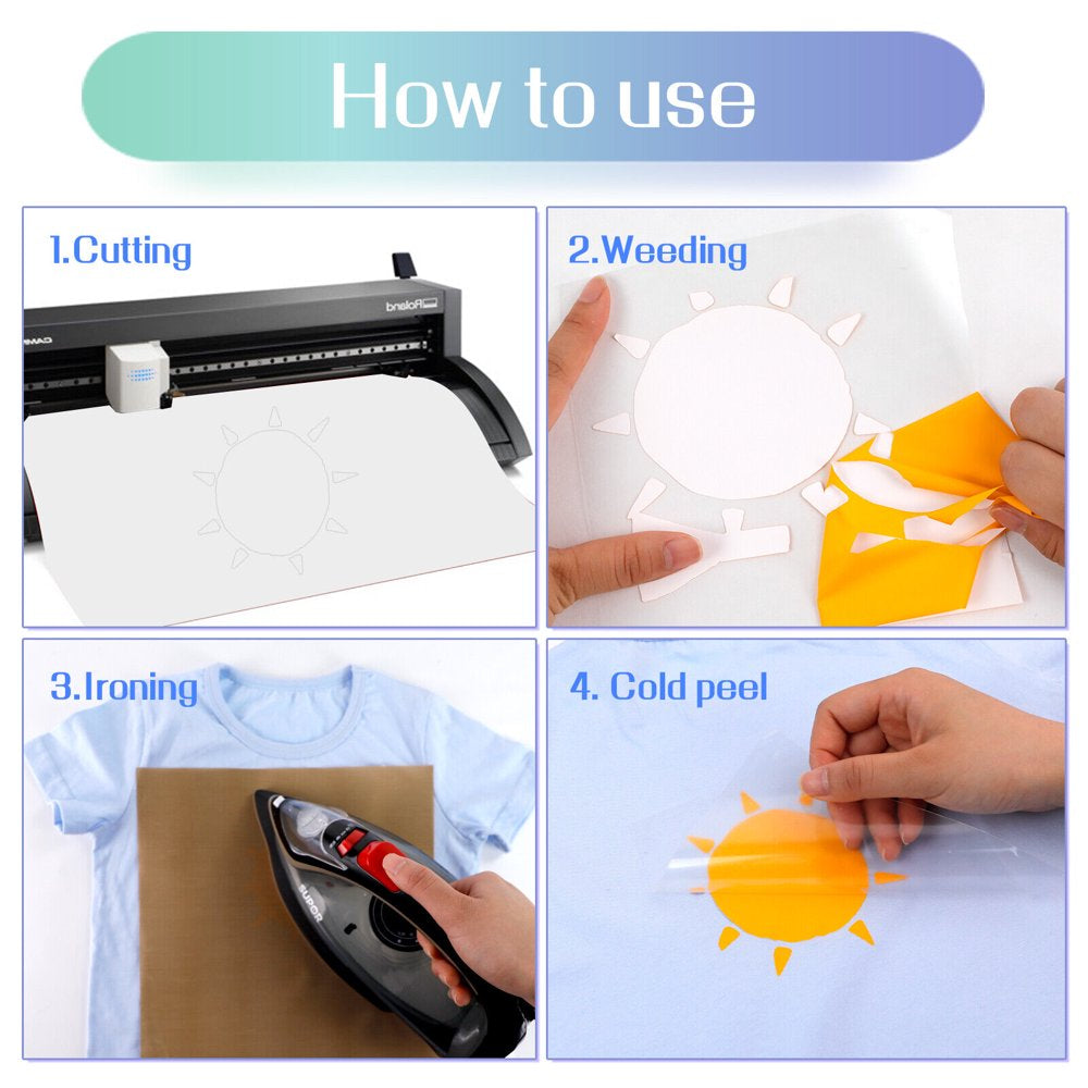 HTV Heat Transfer Vinyl Bundle (8 Pack) - 12"X 3FT HTV Vinyl Rolls Easy to Weed