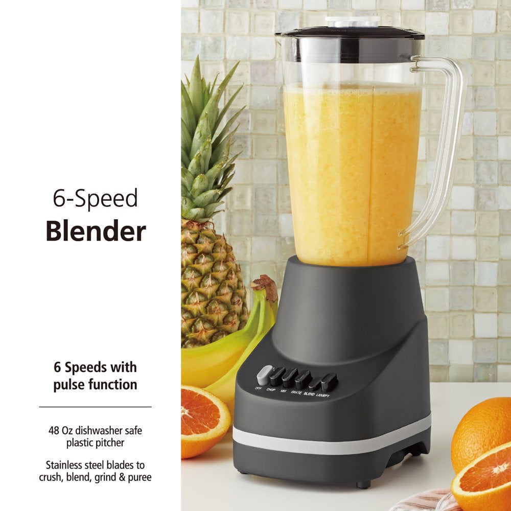 6-Speed Blender with 48 Oz/1.5 L Pitcher, Black, New