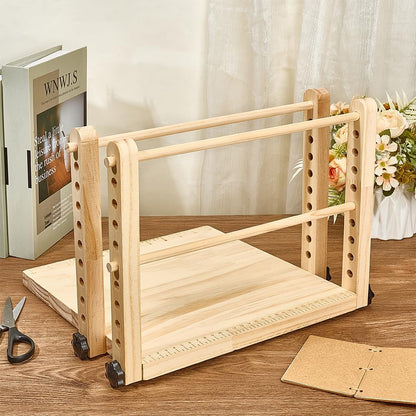 BENECREAT Wood Book Binding Stitching Frame, Adjustable Book Folding Stand for DIY Bookbinding Crafts and Supplies, 12X12 Inch