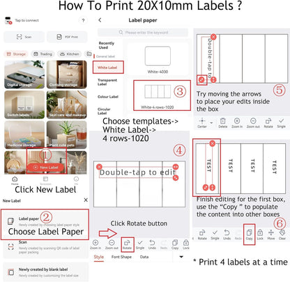 Phomemo M110 Labels-Sticker Labels 3 Roll 1280 Labels for M110/M100/M220/M221/M108 Label Printer,3/4" X 3/8"(20X10Mm), 1280 Labels/Roll, for Barcode/Address/Mailing/Logo/Business/Home Tag