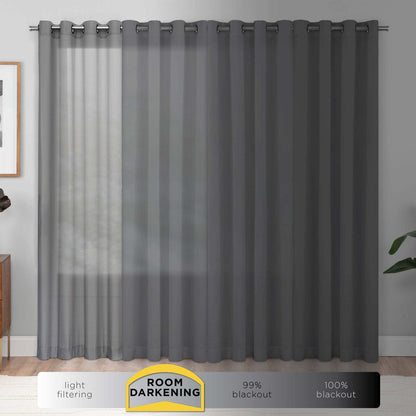 Solid Blue Moonlight Room Darkening Rod Pocket Curtain Panel Pair, 30" X 84"