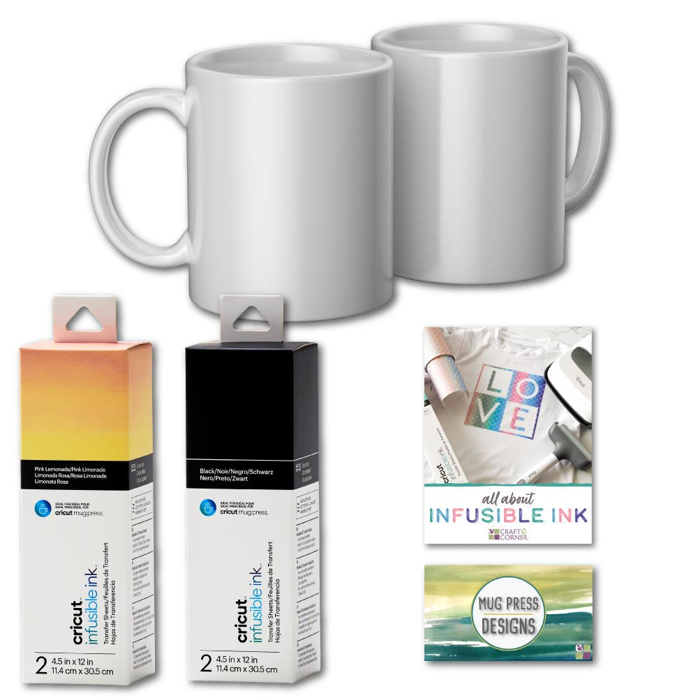 Ceramic Mugs for Mug Press, 12Oz, Infusible Ink Sheets & Designs Bundle