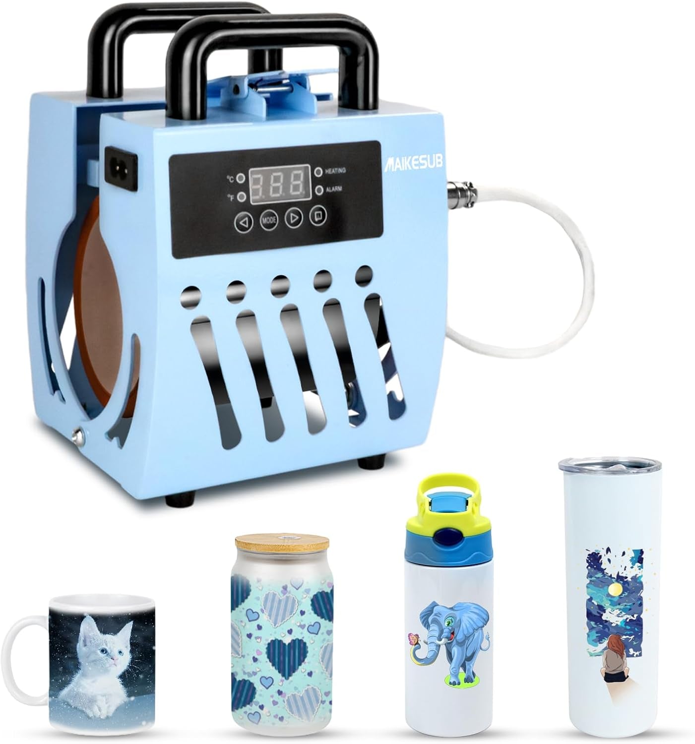 Mug Press Upgrade Mug Heat Press Machine for 10Oz-15Oz Coffee Mugs 16Oz Skinny Straight Cups, Handheld Lightweight Mug Press Sublimation Machine Cup Heat Press Mini Tumbler Press