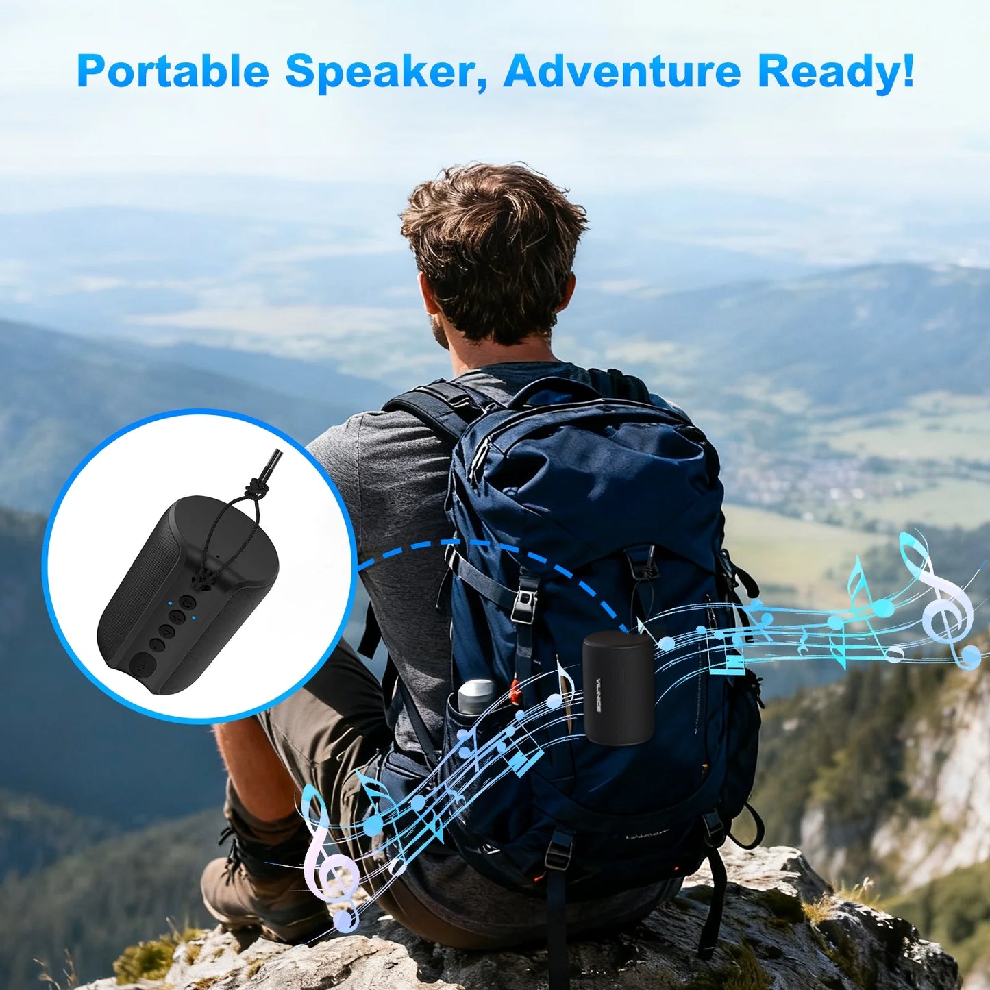 Portable Bluetooth Speaker, IPX7 Waterproof Wireless Speaker, Stocking Stuffers, Bluetooth 5.0, TWS Mini Speaker for Home/Party/Outdoor/Travel/Gifts, Black