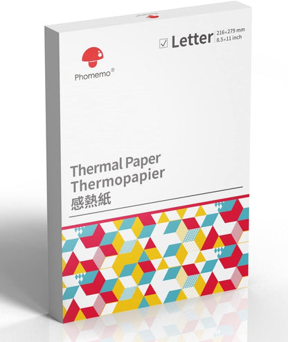Phomemo US Letter Thermal Printer Paper, Advanced Thermal Printing, Phomemo Paper Compatible with TATTMUSE M08F-Letter, M832, M834, MT800/A285M Portable Printer, 8.5" X 11", 200 Sheets