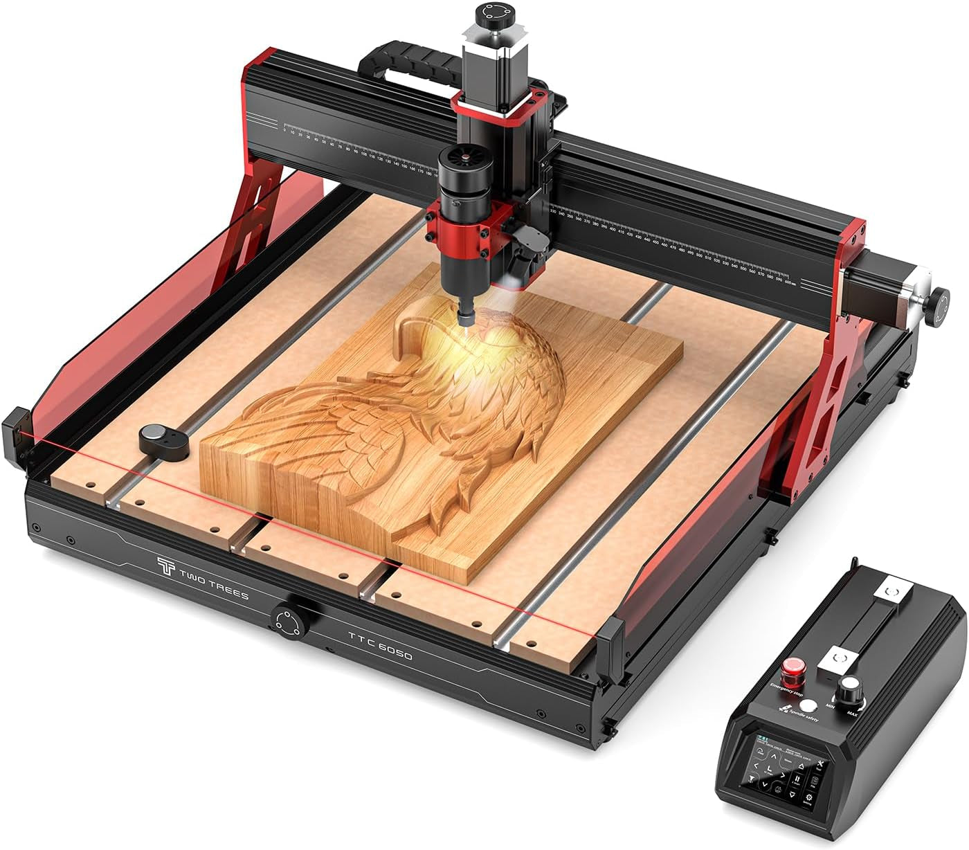 TTC6050 CNC Router Machine, Desktop Engraving Machine 600X500Mm Working Area, 500W Spindle, 3-Axis CNC Engraving & Laser Cutting for Wood, Metal, Acry