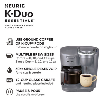 K-Duo Essentials Moonlight Gray Single-Serve K-Cup Coffee Maker