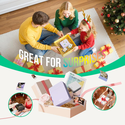 Nelko Photo Printer, PP01 Color Mini Portable Printer, Instant Smartphone Inkjet Printer, Sticky-Back Rechargeable Portable Picture Printer for Ios & Android Family, Purple