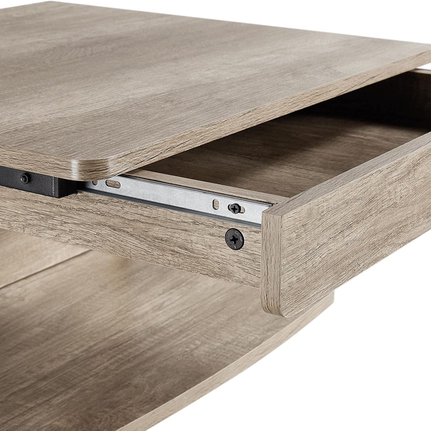 Rolling Computer Desk with Drawer & Keyboard Tray, Mobile Laptop Desk Cart Standing Computer Workstation for Home Office, Gray