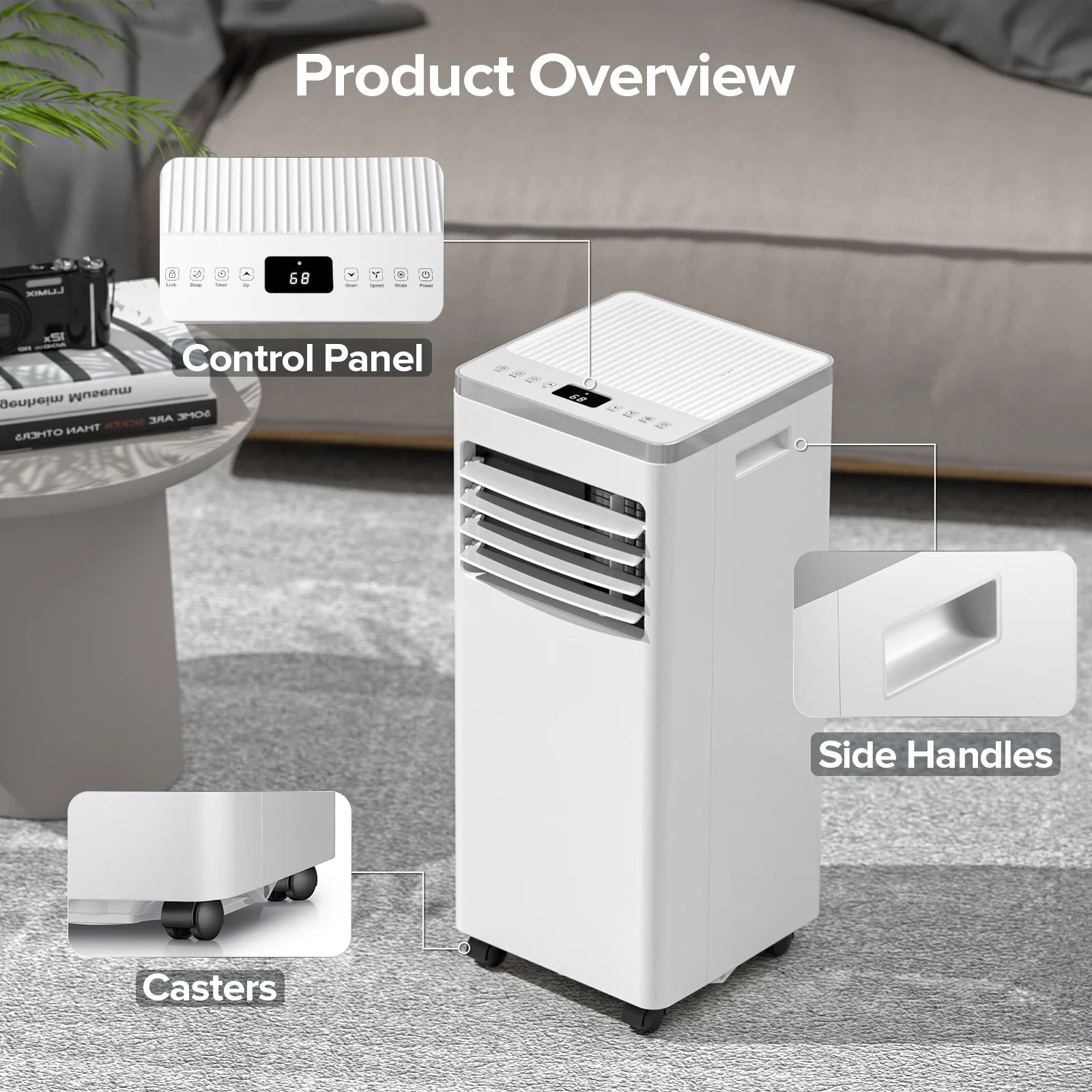 10000BTU Portable Air Conditioner with Remote Control, AC Unit Covers up to 450 Sq. Ft.